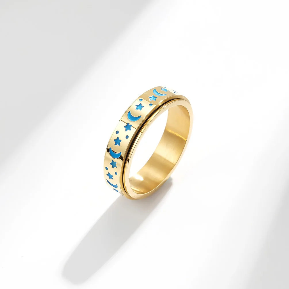 Fashion Luminous Moon Star Spinner RIng