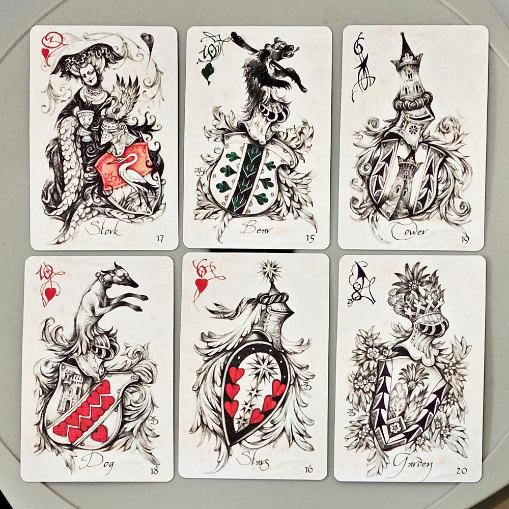 Heraldic Playing Cards, Hand-Drawn Lenormand Oracle Cards