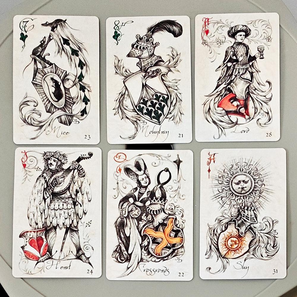 Heraldic Playing Cards, Hand-Drawn Lenormand Oracle Cards