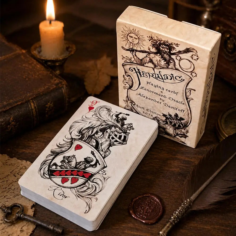 Heraldic Playing Cards, Hand-Drawn Lenormand Oracle Cards