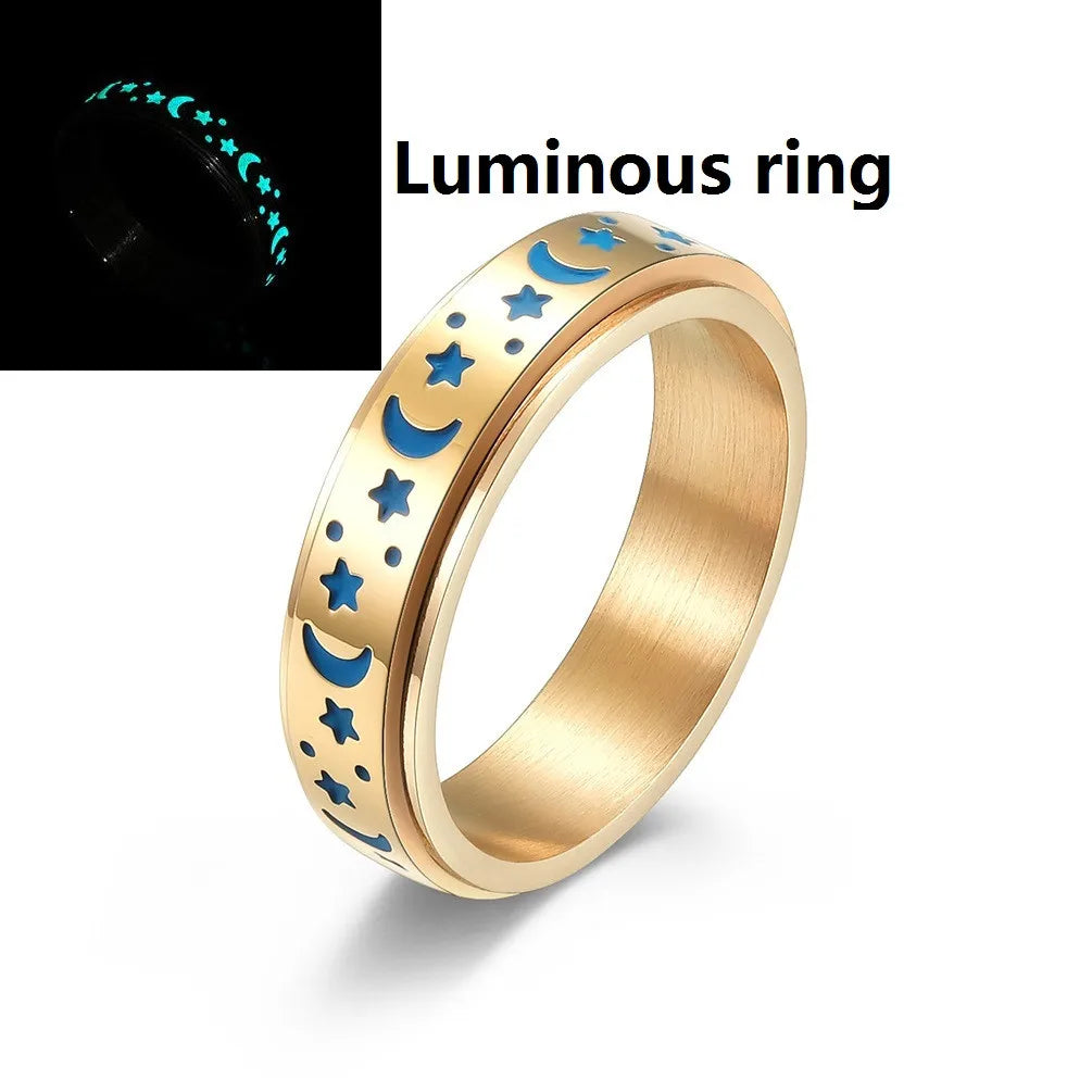 Fashion Luminous Moon Star Spinner RIng