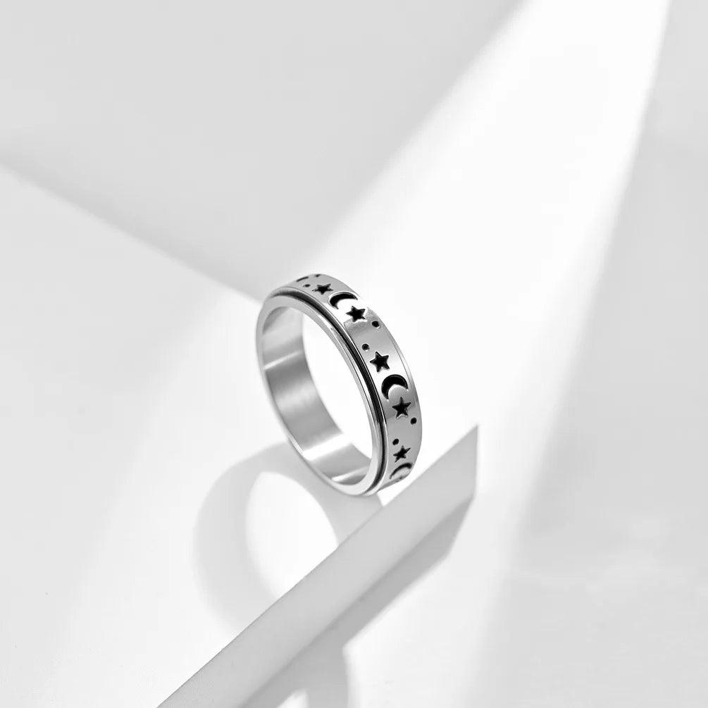Fashion Luminous Moon Star Spinner RIng