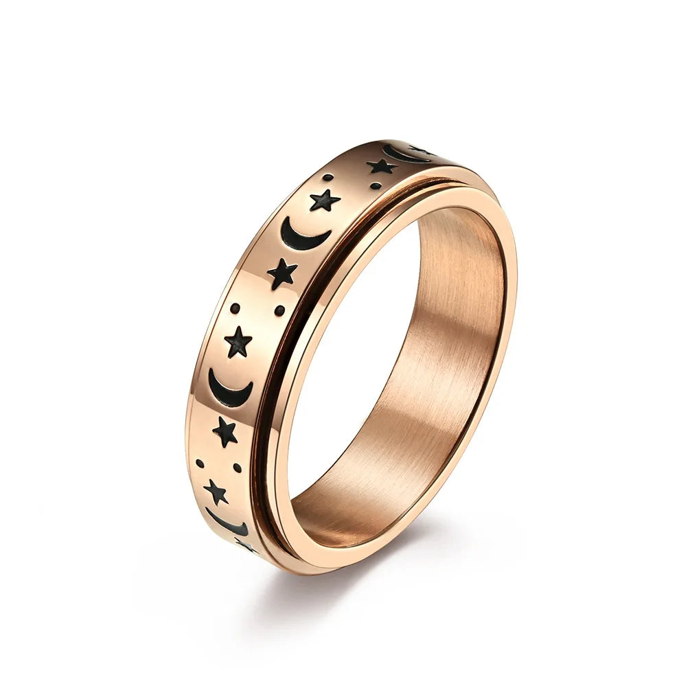 Fashion Luminous Moon Star Spinner RIng