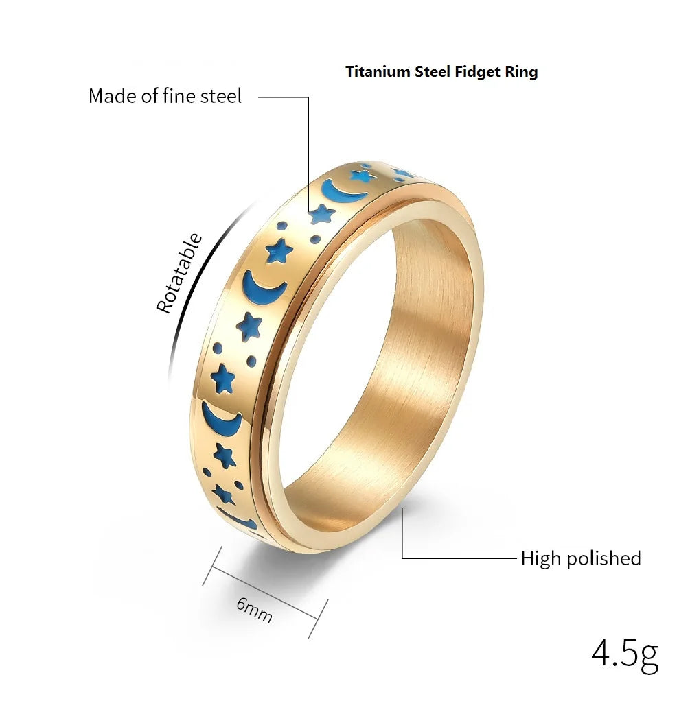 Fashion Luminous Moon Star Spinner RIng