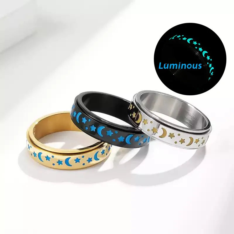 Fashion Luminous Moon Star Spinner RIng