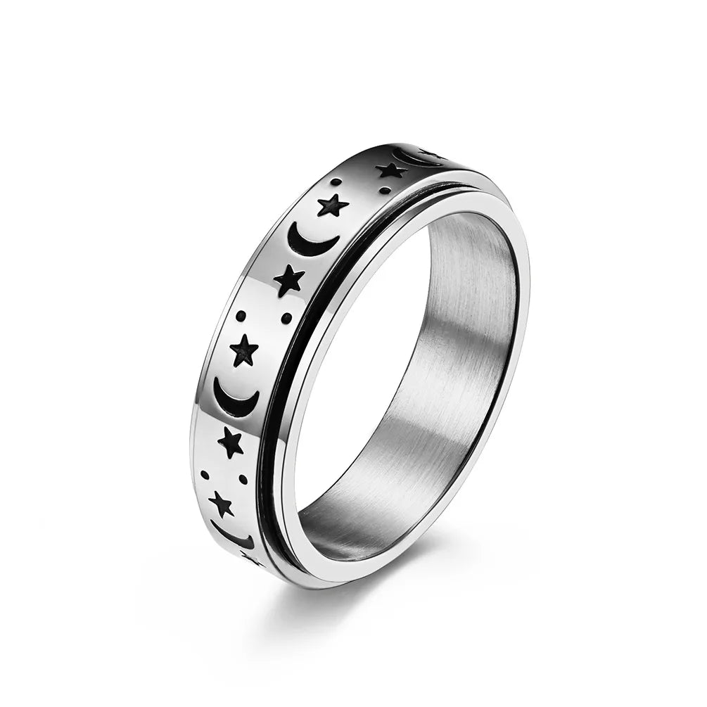 Fashion Luminous Moon Star Spinner RIng