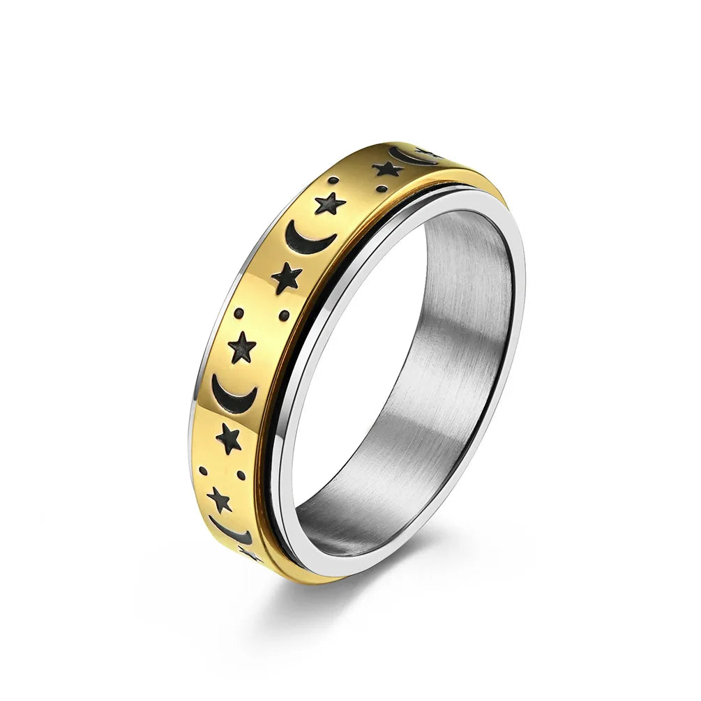 Fashion Luminous Moon Star Spinner RIng