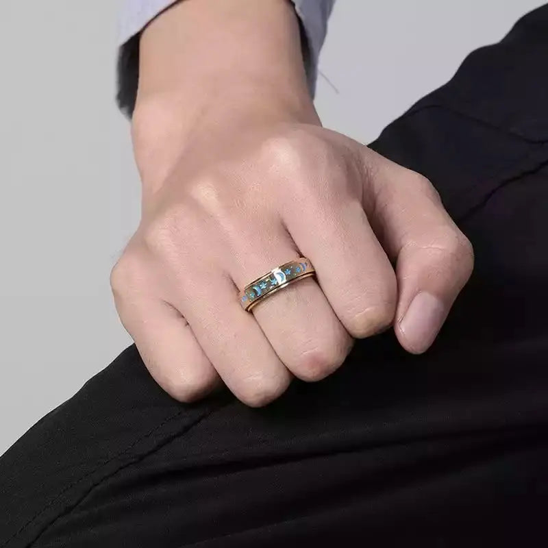 Fashion Luminous Moon Star Spinner RIng