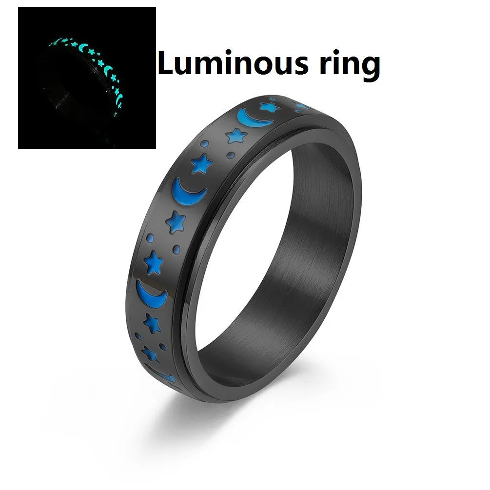 Fashion Luminous Moon Star Spinner RIng