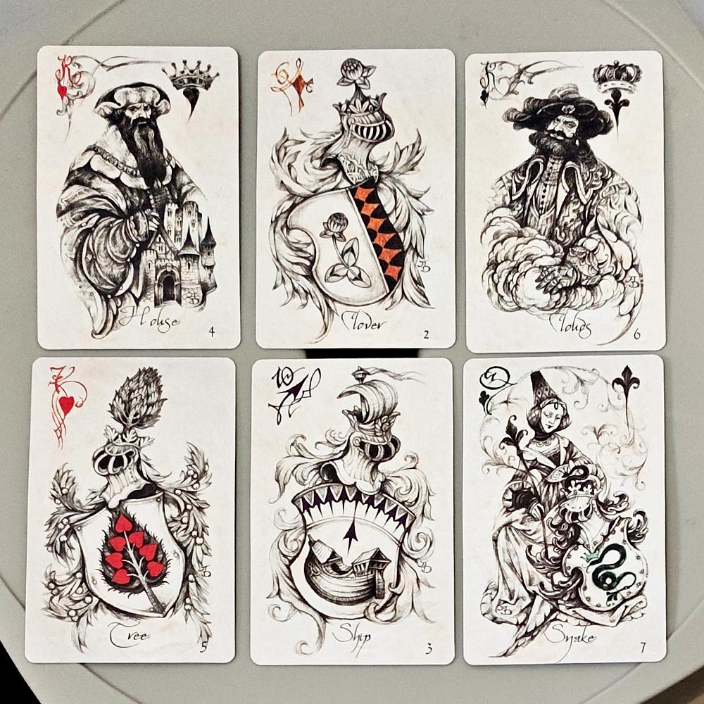 Heraldic Playing Cards, Hand-Drawn Lenormand Oracle Cards