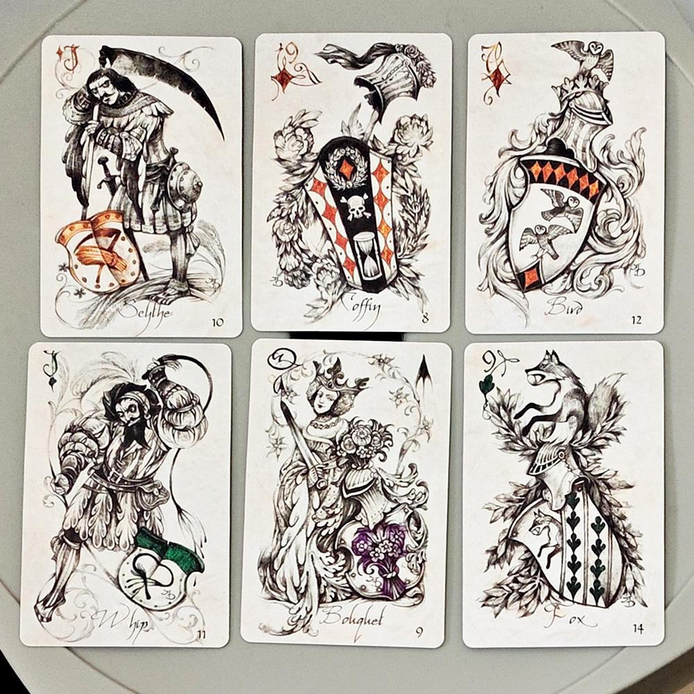 Heraldic Playing Cards, Hand-Drawn Lenormand Oracle Cards